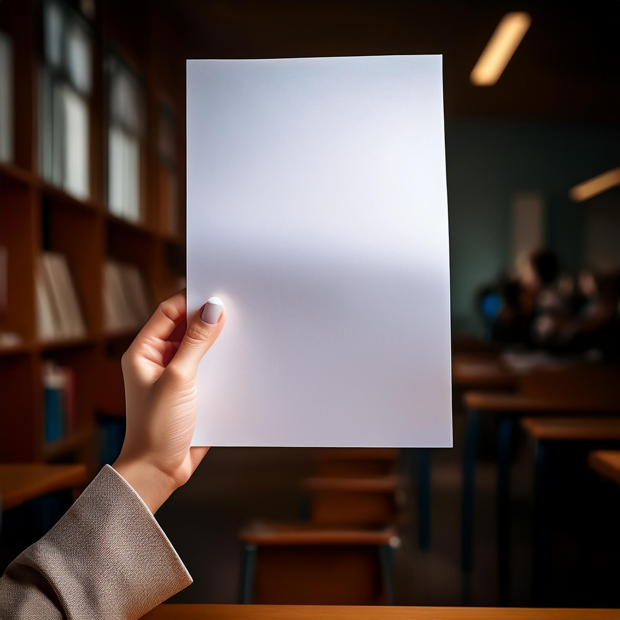 Arm of Student Holding Paper